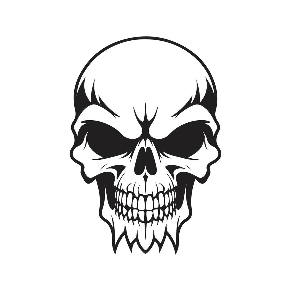 crâne éventreur, logo concept noir et blanc couleur, main tiré illustration vecteur