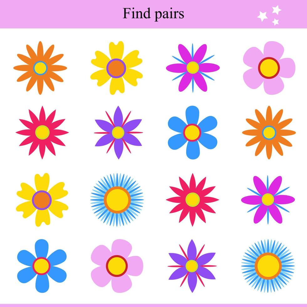 trouver paires pour fleurs. enfants éducatif Jeu vecteur