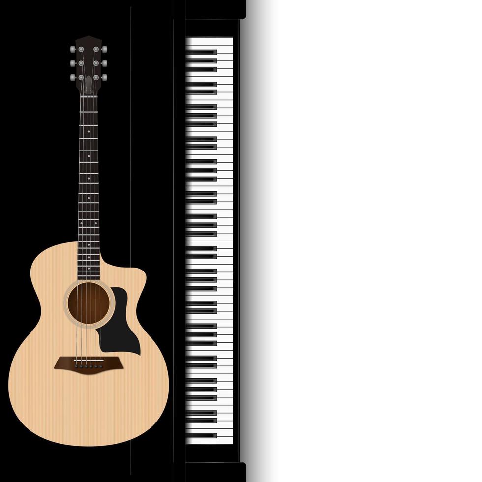 Guitare acoustique et touches de piano, fond d'instrument de musique, illustration vectorielle vecteur