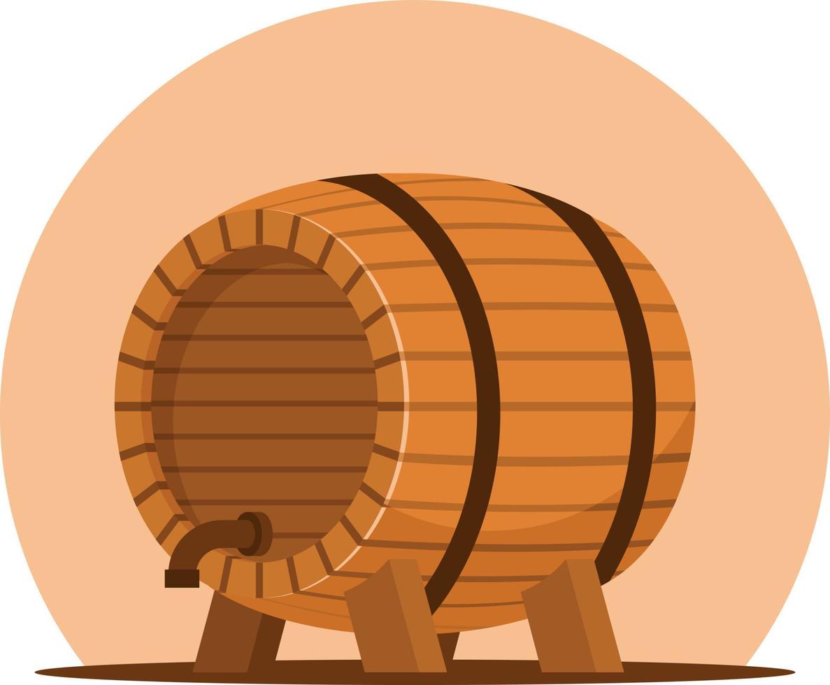 vecteur image de une en bois baril pour une du vin cave, isolé sur transparent Contexte.