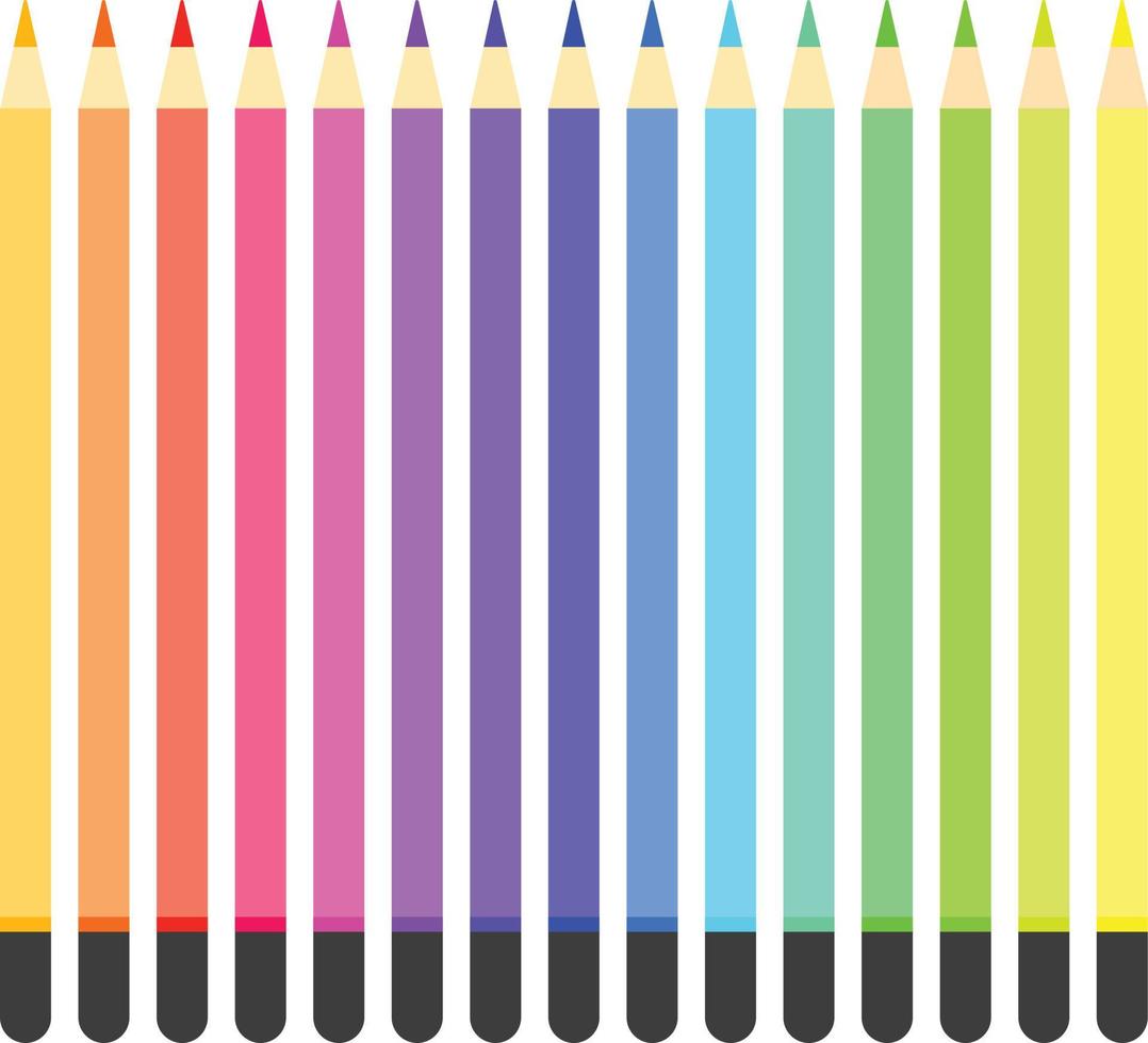 Couleur des crayons ensemble plat v ector illustration pour dessin ou art en relation conception vecteur