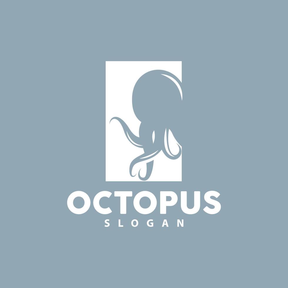 poulpe logo, mer animaux vecteur, Fruit de mer Ingrédients seiche tentacules icône silhouette conception vecteur