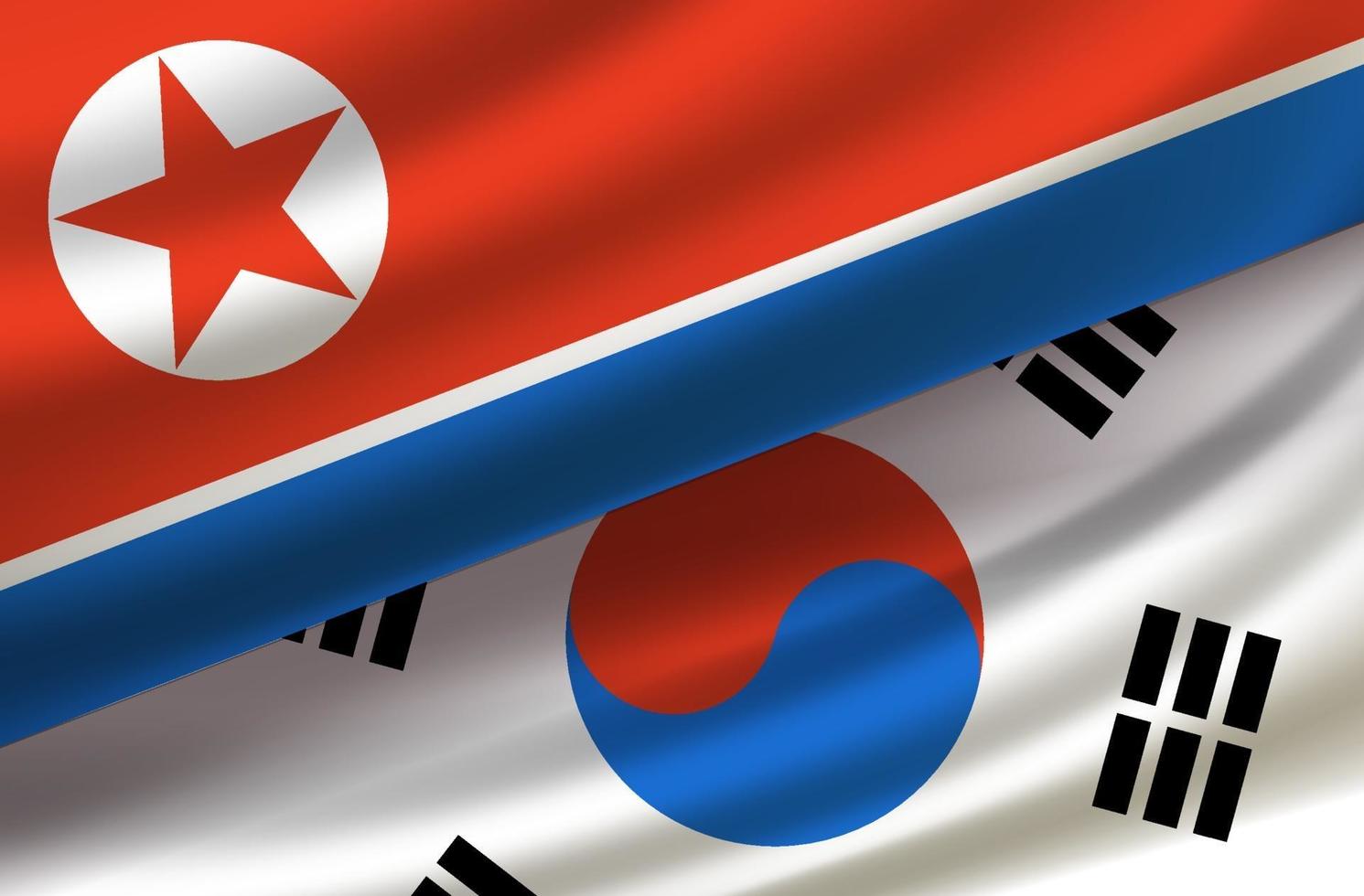 Corée du Sud et du Nord. fond de vecteur avec des drapeaux