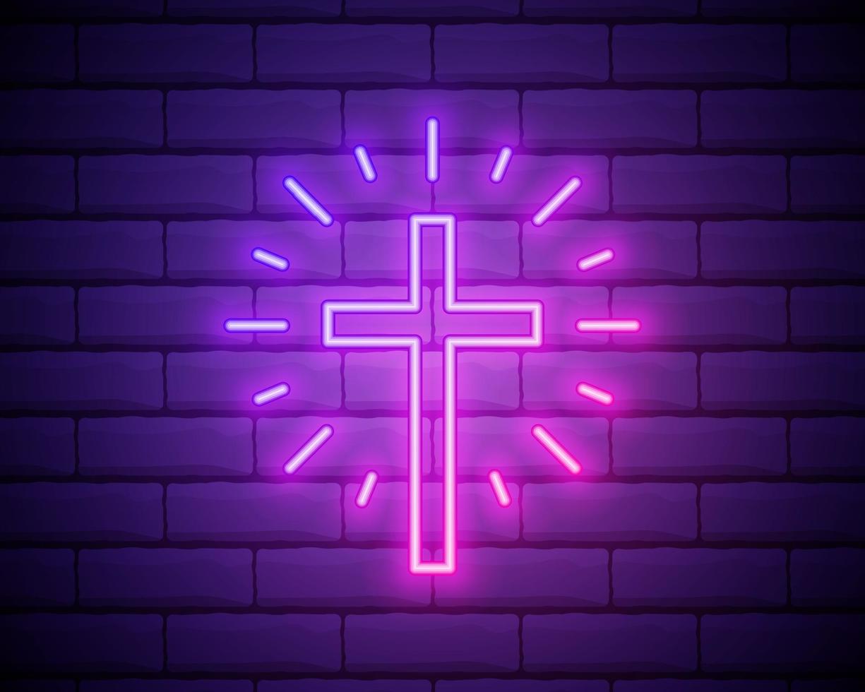 éclairage au néon de la croix vecteur