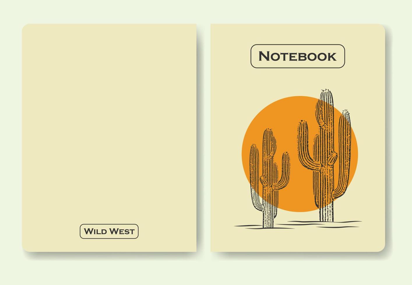 carnet couverture sauvage Ouest désert ancien conception. cactus plante avec Soleil vecteur ligne art minimaliste symbole illustration conception. pouvez être utilisé pour couverture, imprimer, affiche