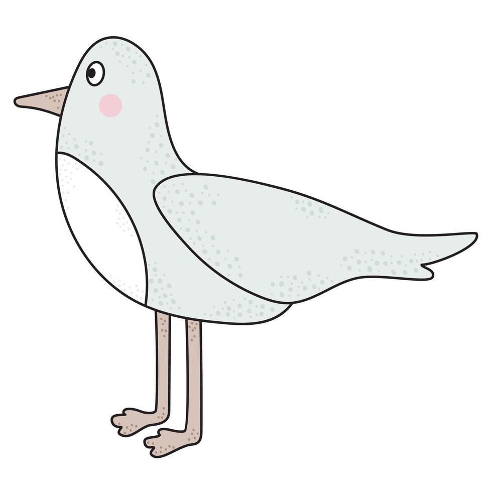 un oiseau de mer mignon, une mouette. vecteur. dessin à la main, couleur décorative vecteur