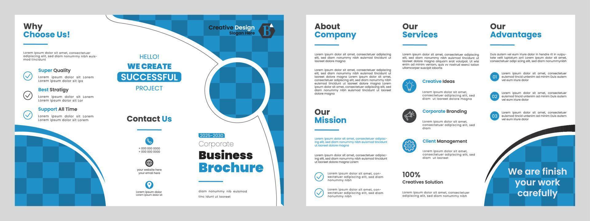 moderne affaires brochure modèle. brochure conception, modèles, Créatif triple, s'orienter, affaires brochure modèles dans triple mise en page. minimal plat conception ensemble. vecteur