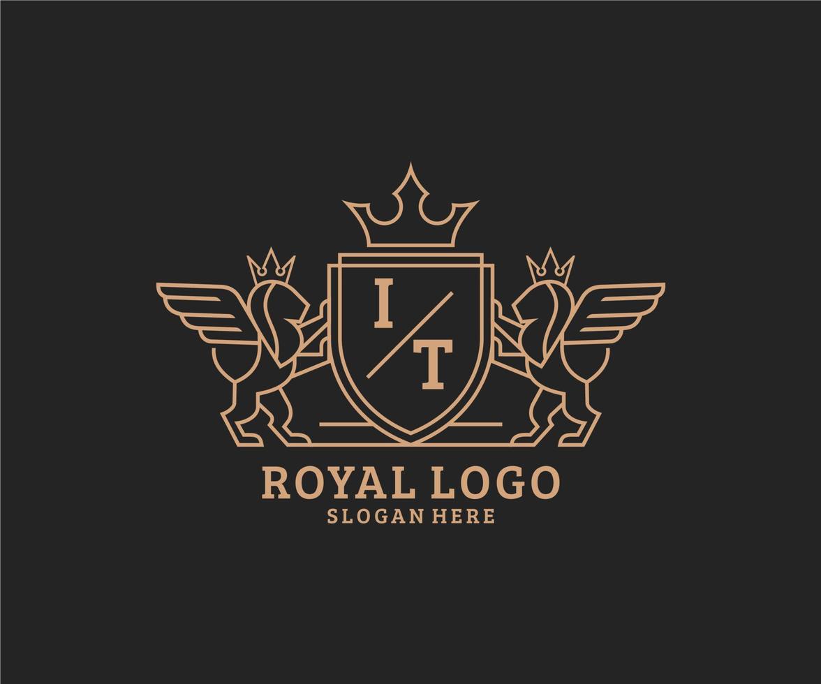 initiale il lettre Lion Royal luxe héraldique, crête logo modèle dans vecteur art pour restaurant, royalties, boutique, café, hôtel, héraldique, bijoux, mode et autre vecteur illustration.