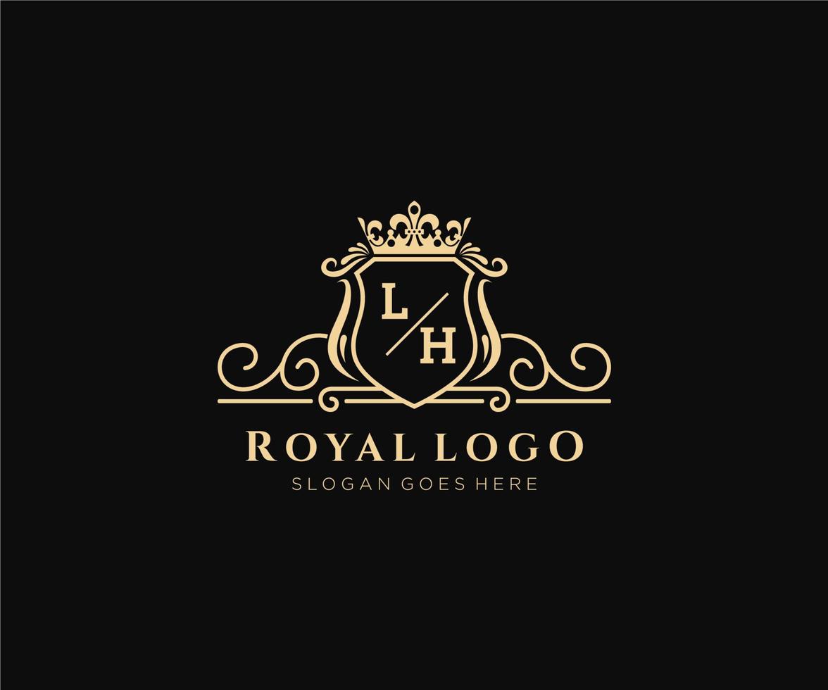 initiale lh lettre luxueux marque logo modèle, pour restaurant, royalties, boutique, café, hôtel, héraldique, bijoux, mode et autre vecteur illustration.