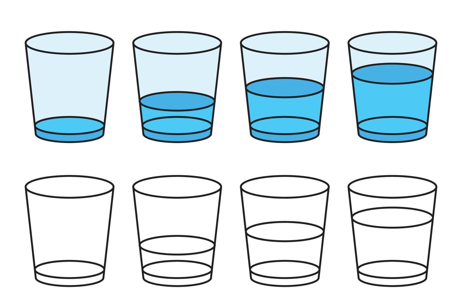 verre de l'eau icône et doddle objet vecteur