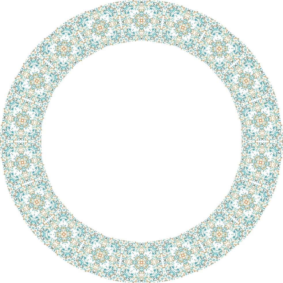 cercle Cadre avec floral motifs dans pastel couleurs sur blanc Contexte vecteur