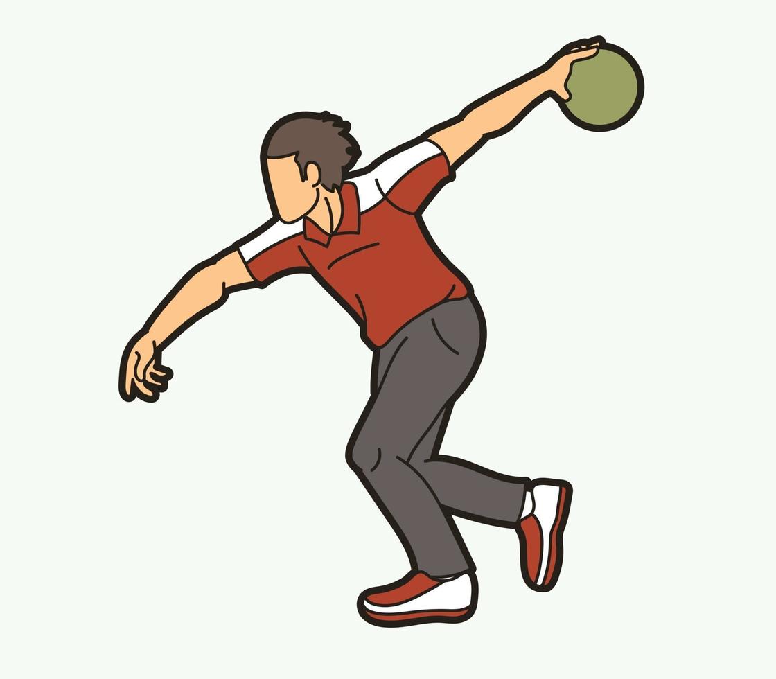 bowling sport action de joueur masculin vecteur