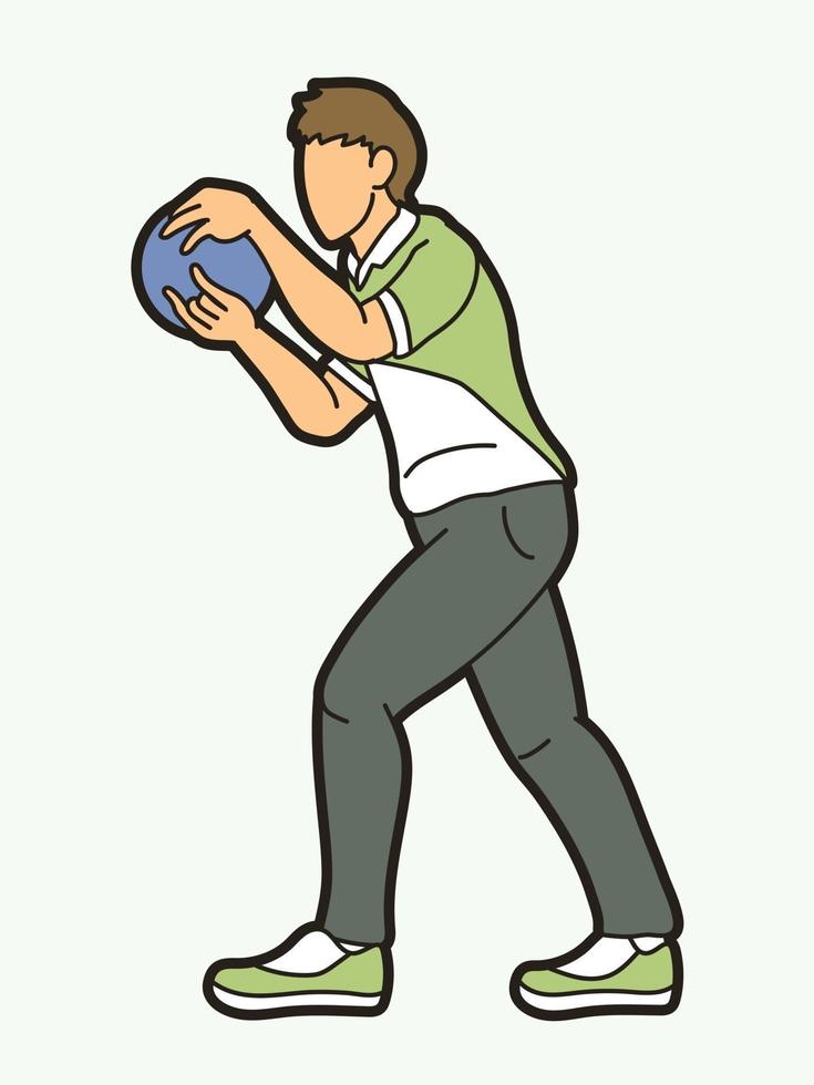 bowling sport action de joueur masculin vecteur