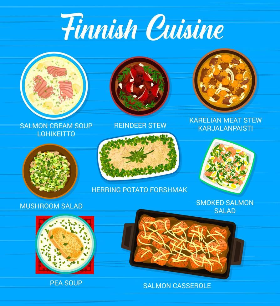 finlandais cuisine restaurant repas menu page conception vecteur