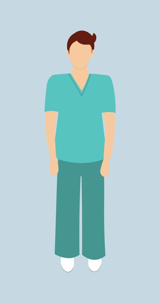 Masculin infirmière dans vert uniforme. vecteur illustration