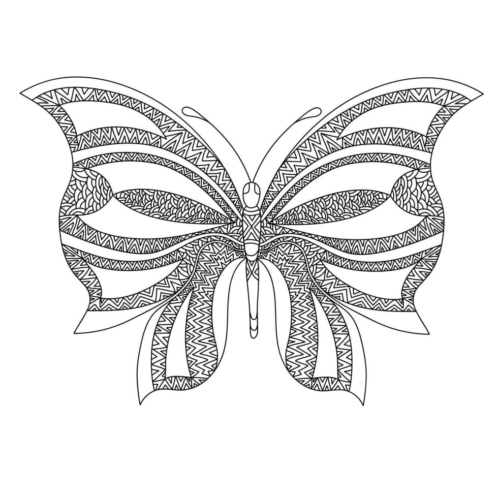papillon. coloration page pour adultes anti stress sur blanc arrière-plan.. vecteur