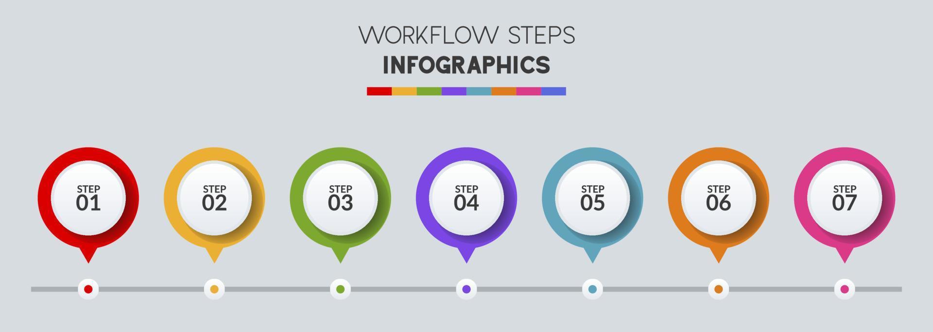 infographie conception modèle et Icônes avec sept les options ou sept pas vecteur