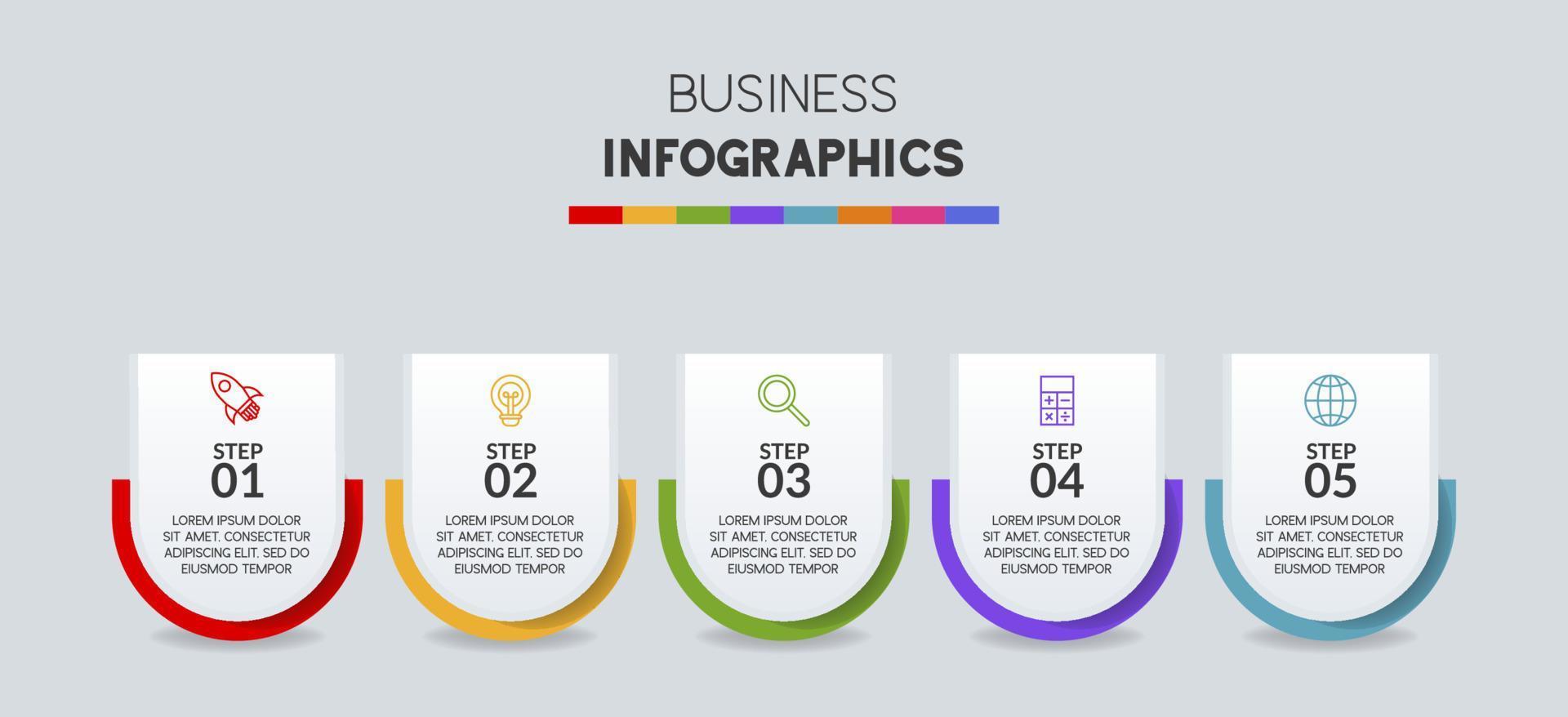 infographie conception modèle et Icônes avec 5 les options ou 5 pas vecteur