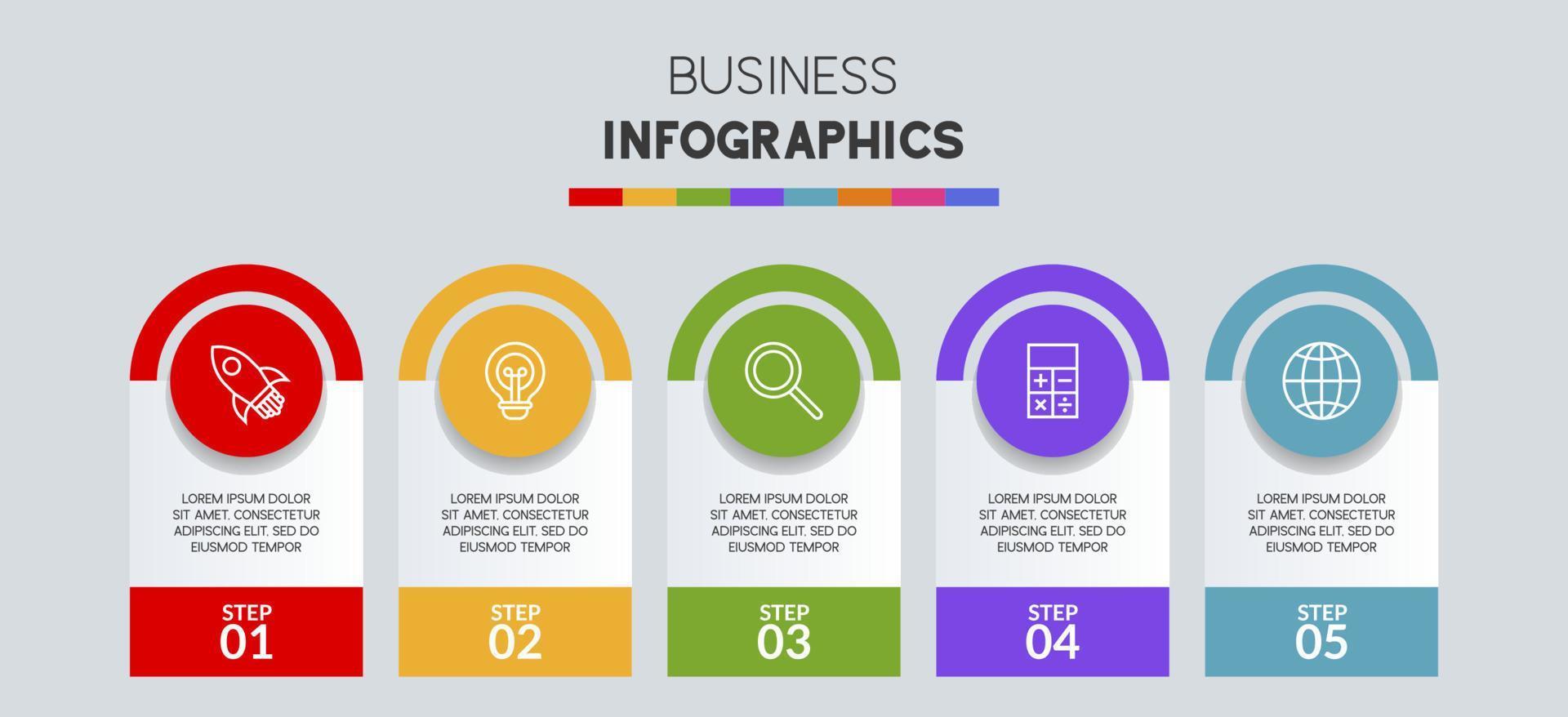 infographie conception modèle et Icônes avec 5 les options ou 5 pas vecteur