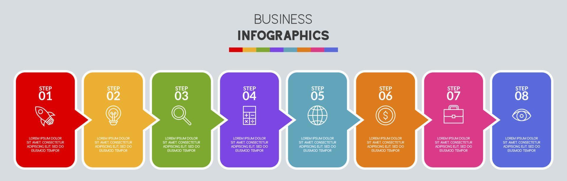 infographie conception modèle et Icônes avec 8 les options ou 8 pas vecteur