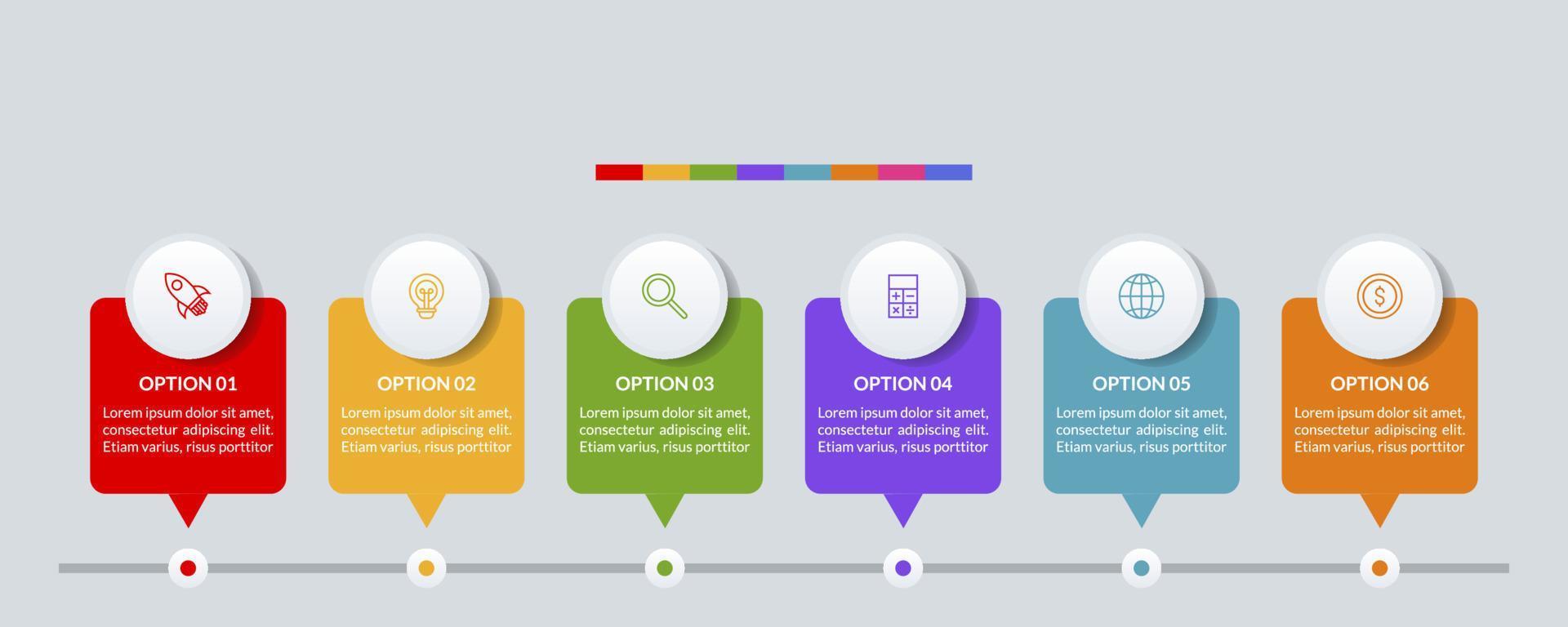 infographie conception modèle et Icônes avec 6 les options ou 6 pas vecteur