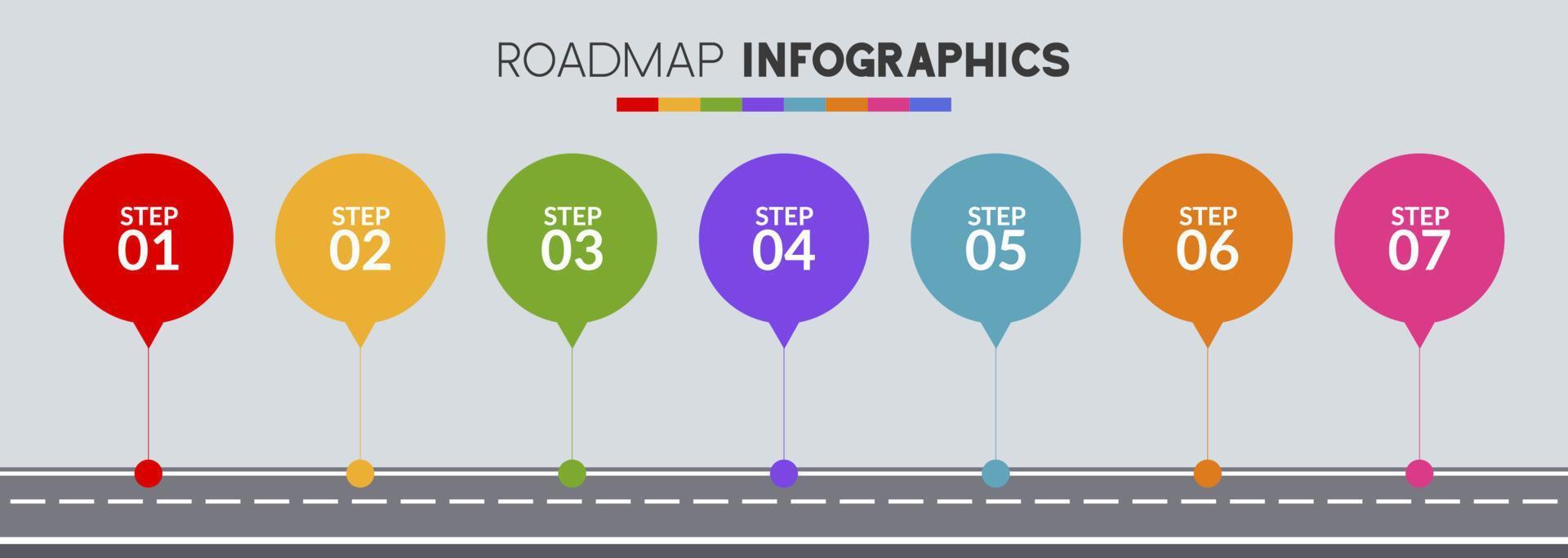 infographie conception modèle et Icônes avec sept les options ou sept pas vecteur