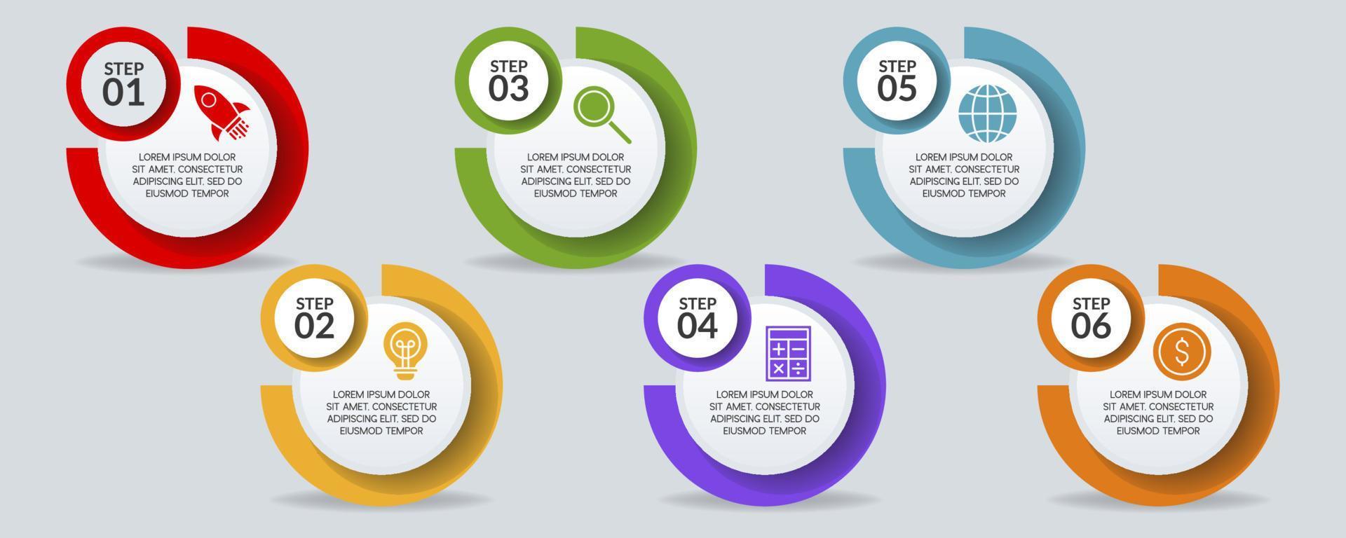 infographie conception modèle et Icônes avec 6 les options ou 6 pas vecteur