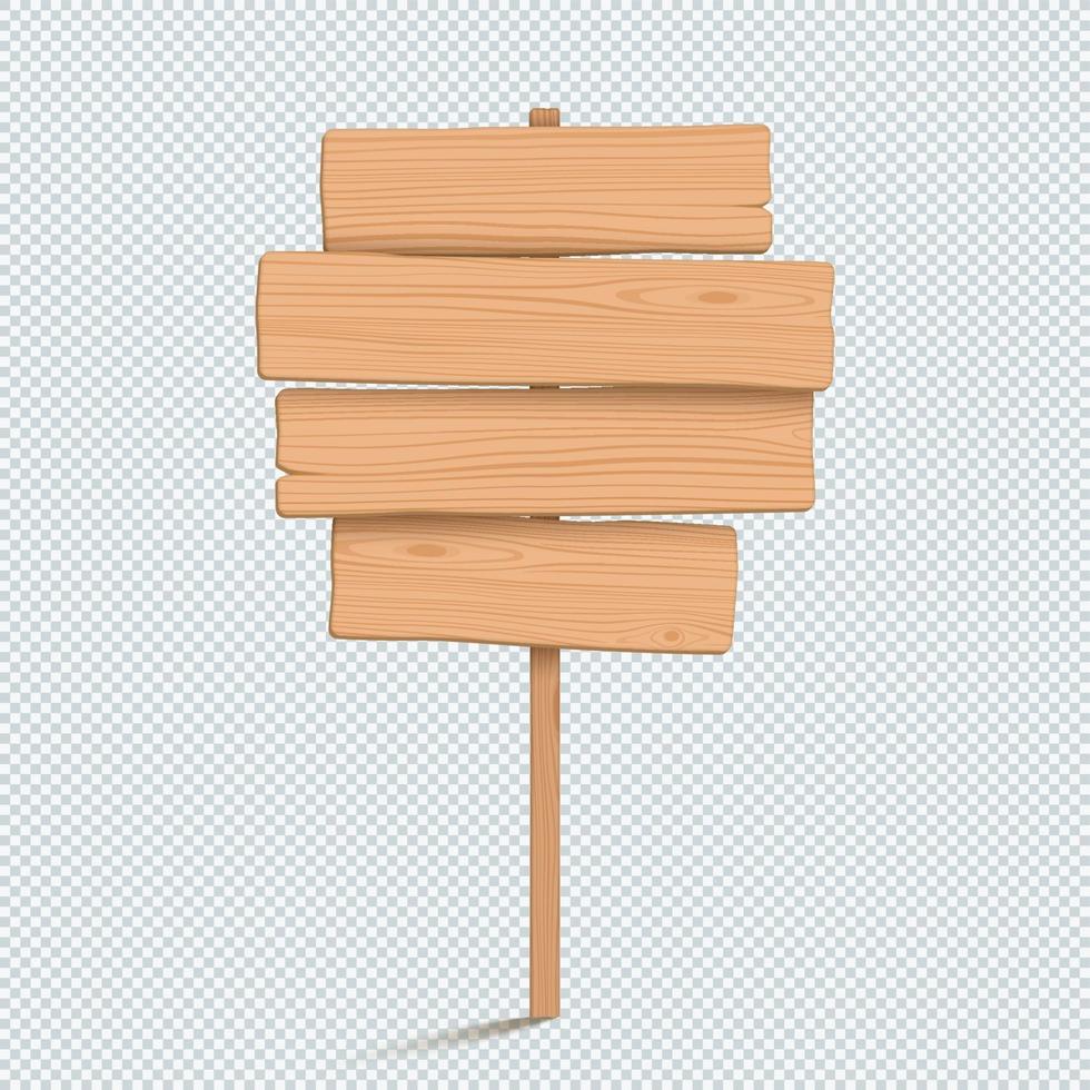 Panneau en bois vide 3d liste de quatre planches empilées vecteur
