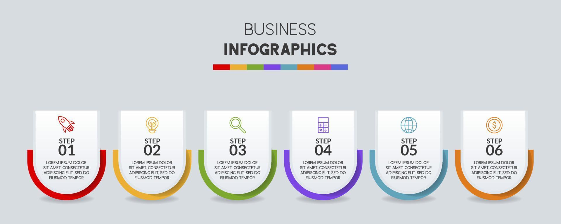 infographie conception modèle et Icônes avec 6 les options ou 6 pas vecteur