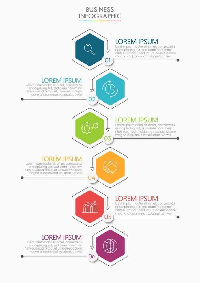 modèle de conception infographique fine ligne avec 6 options vecteur