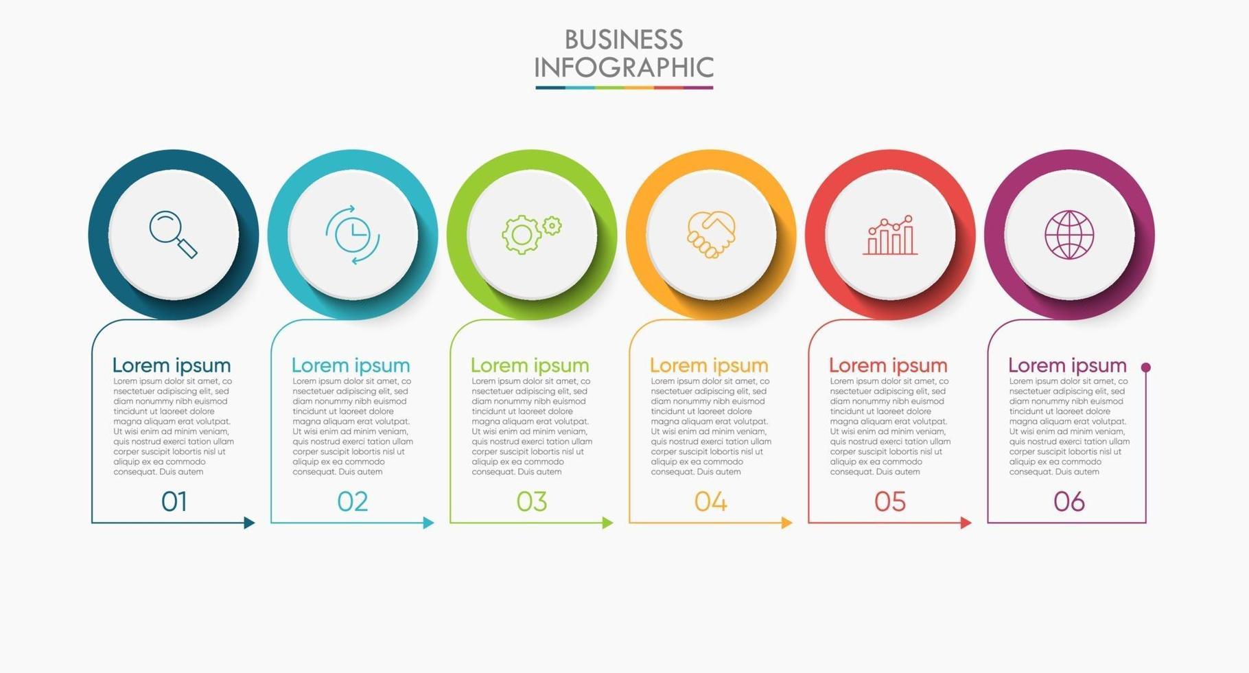 modèle de conception infographique fine ligne avec 6 options vecteur