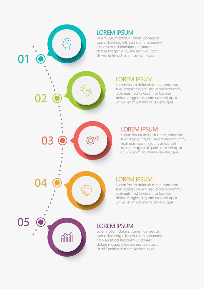 modèle de connexion infographique moderne avec 5 options vecteur