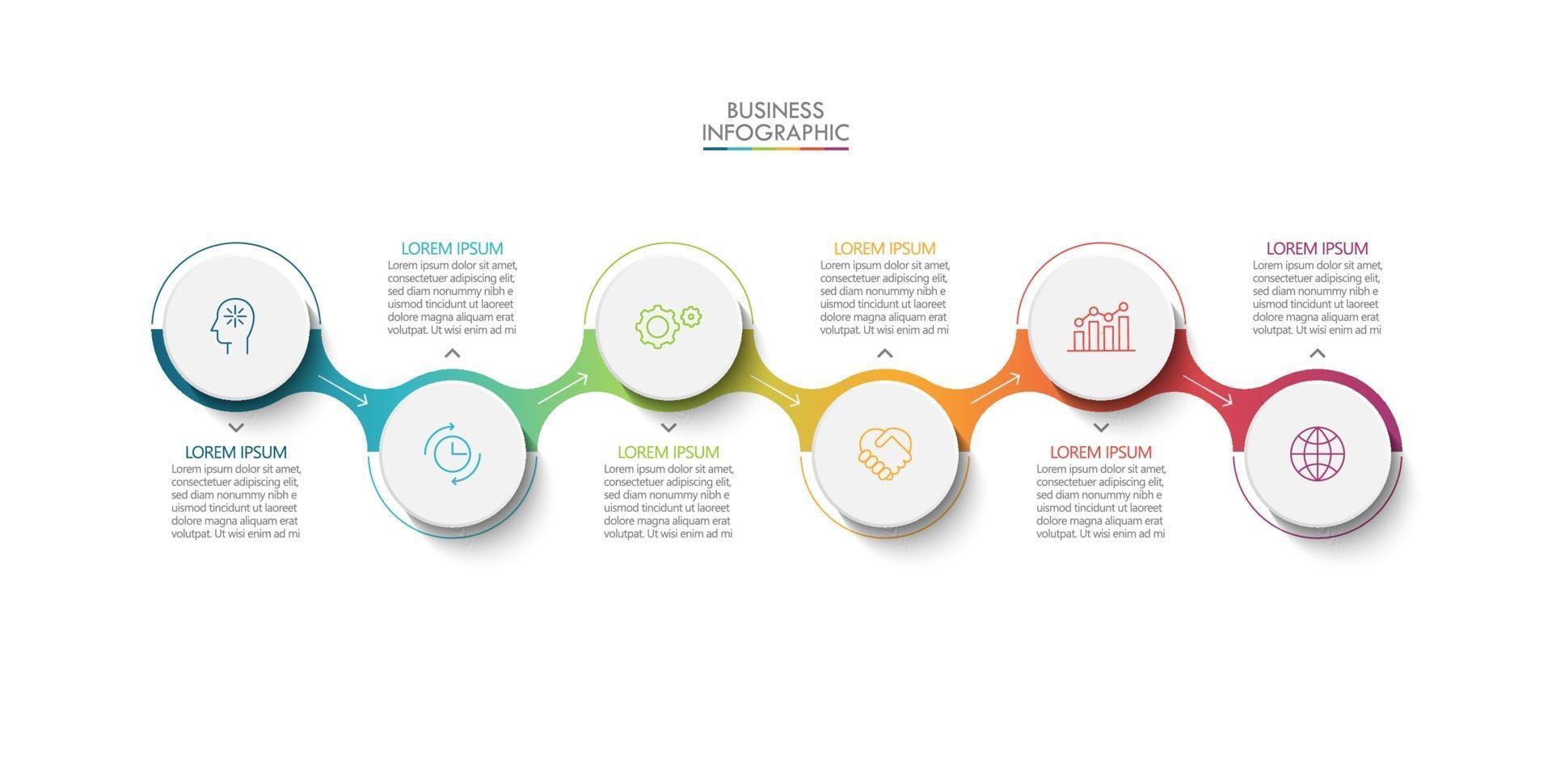 modèle de connexion infographique moderne avec 6 options vecteur