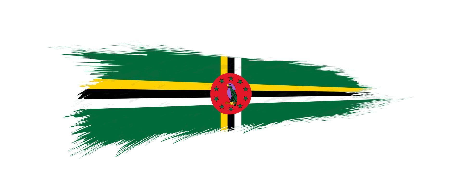 drapeau de Dominique dans grunge brosse accident vasculaire cérébral. vecteur