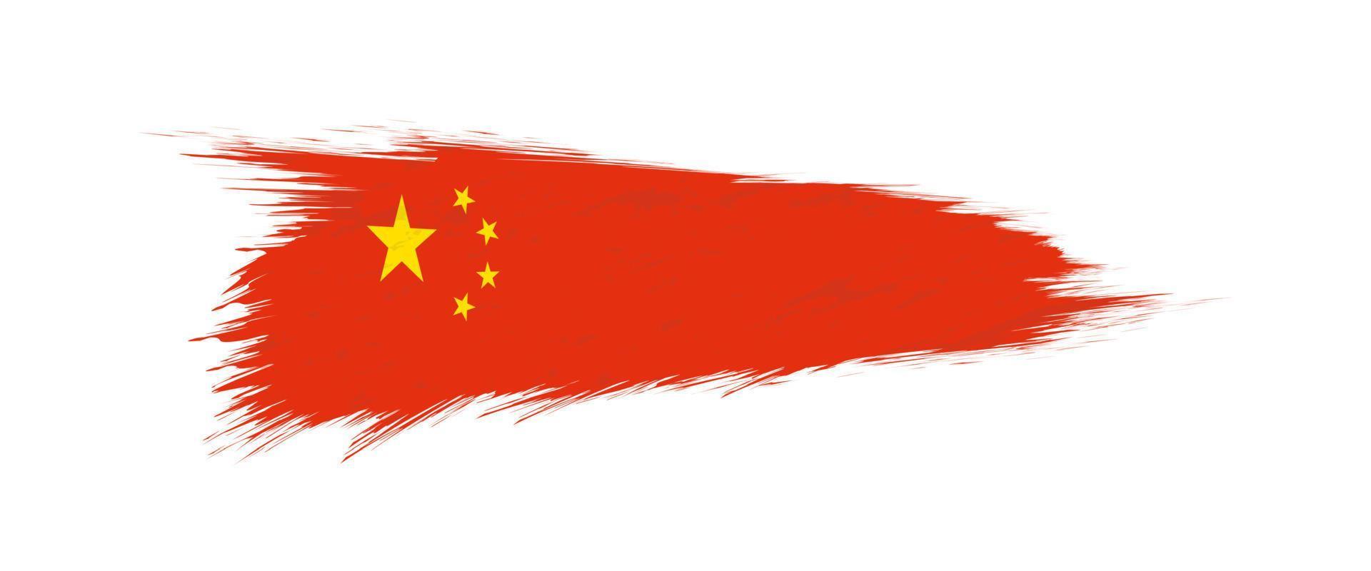 drapeau de Chine dans grunge brosse accident vasculaire cérébral. vecteur