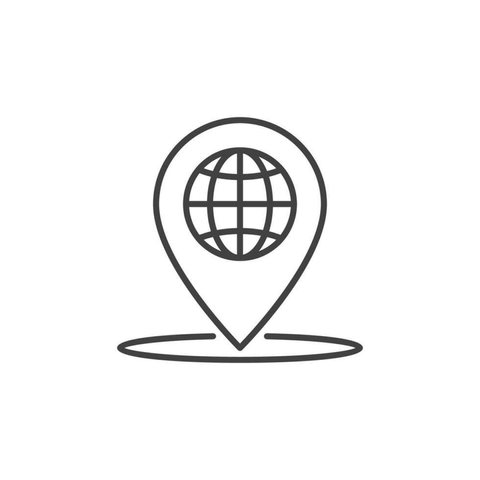 globe géo épingle vecteur concept contour icône ou signe