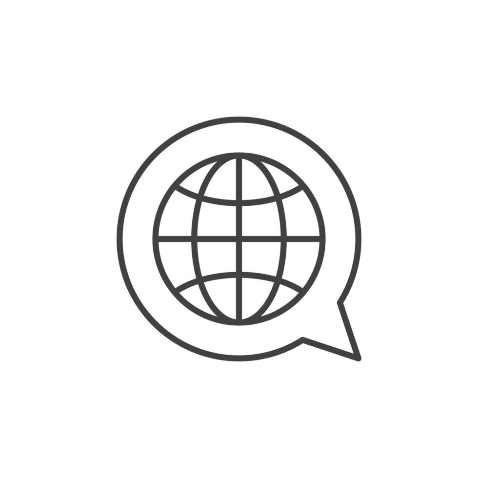 discours bulle avec globe vecteur concept ligne icône ou symbole