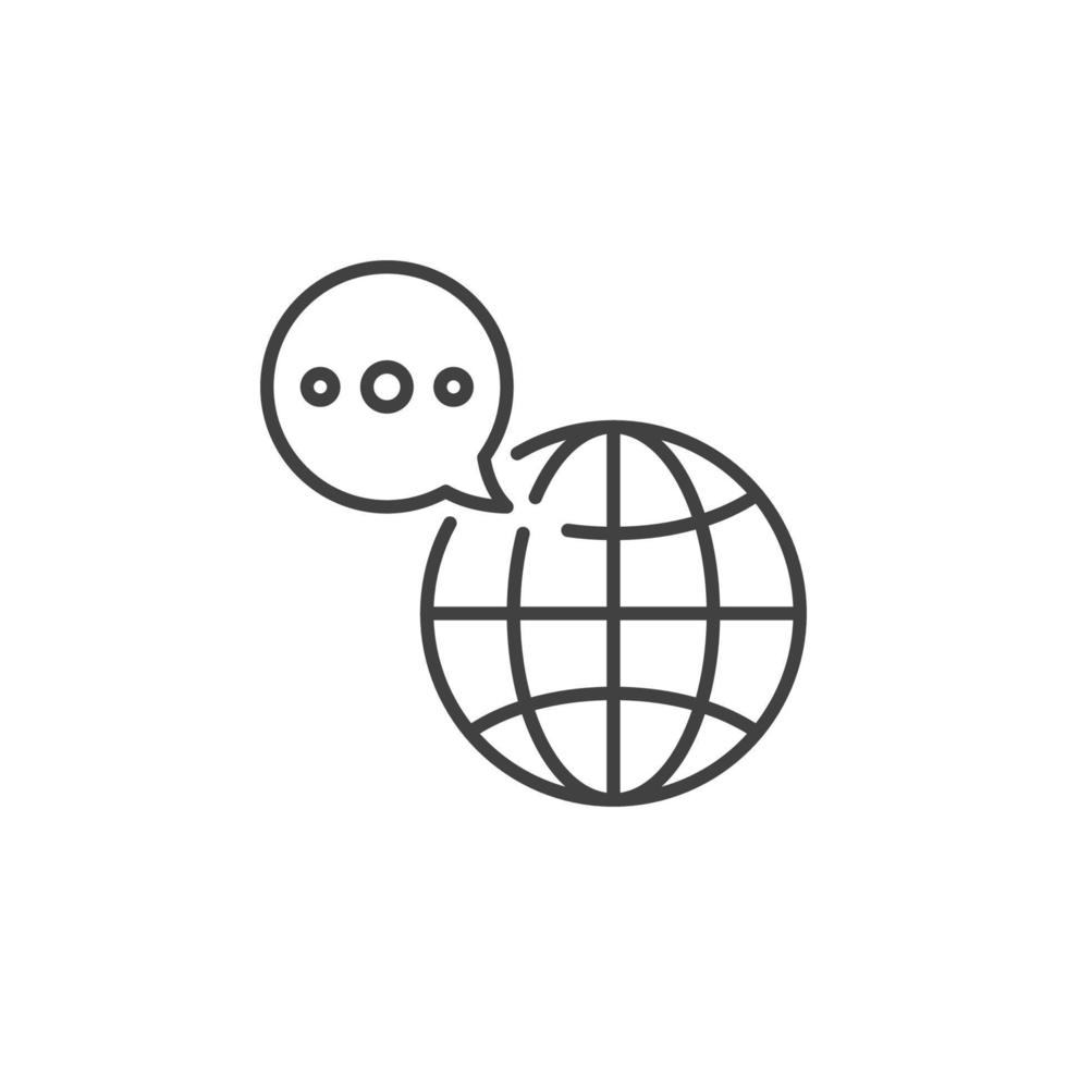 discours bulle avec globe vecteur concept contour icône