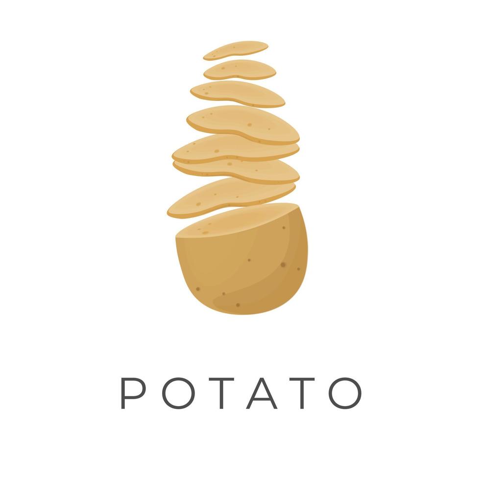 Patate illustration logo Couper dans mince frites vecteur