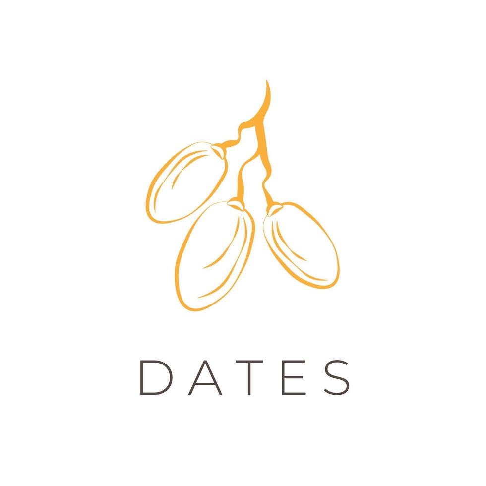 Jaune Date fruit ligne art illustration logo vecteur