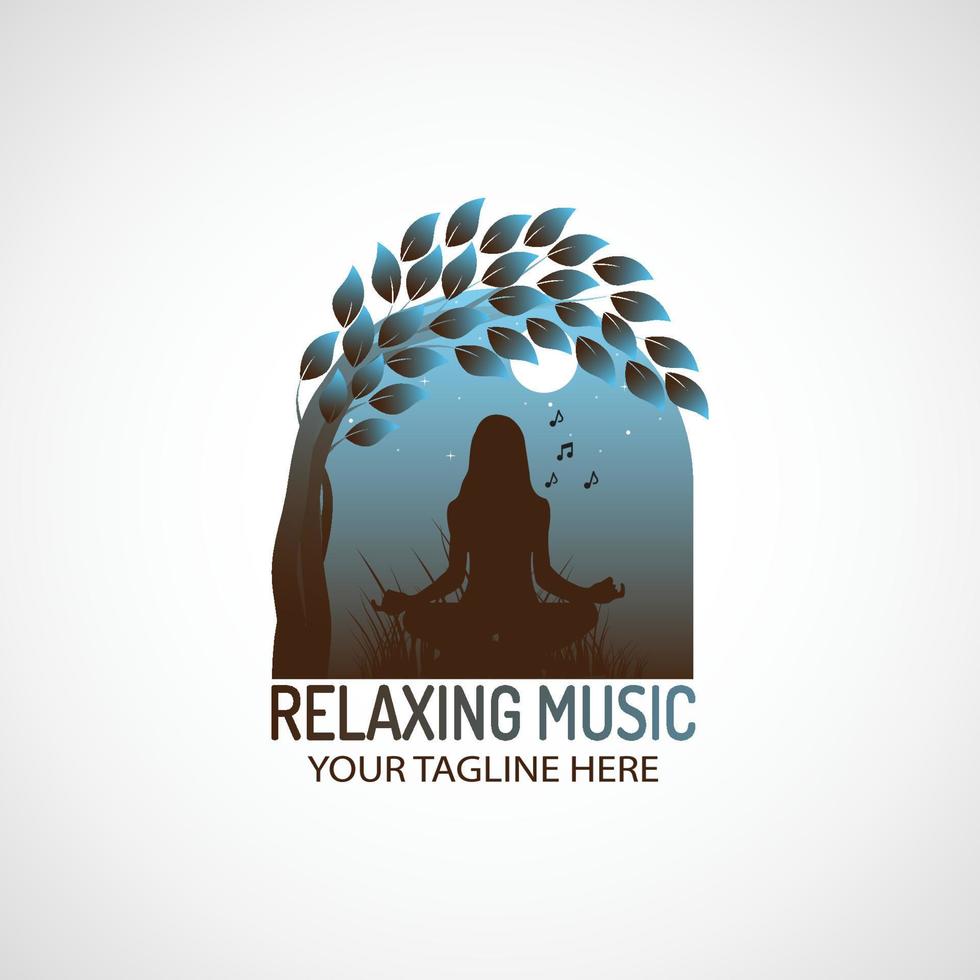 relaxant la musique logo modèle conception vecteur