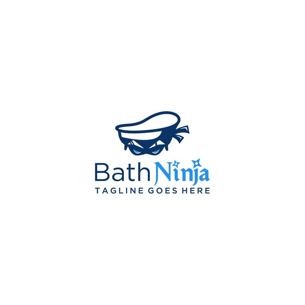 bain et ninja Créatif logo conception vecteur