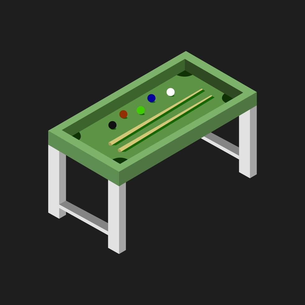 Table de billard isométrique sur fond noir vecteur