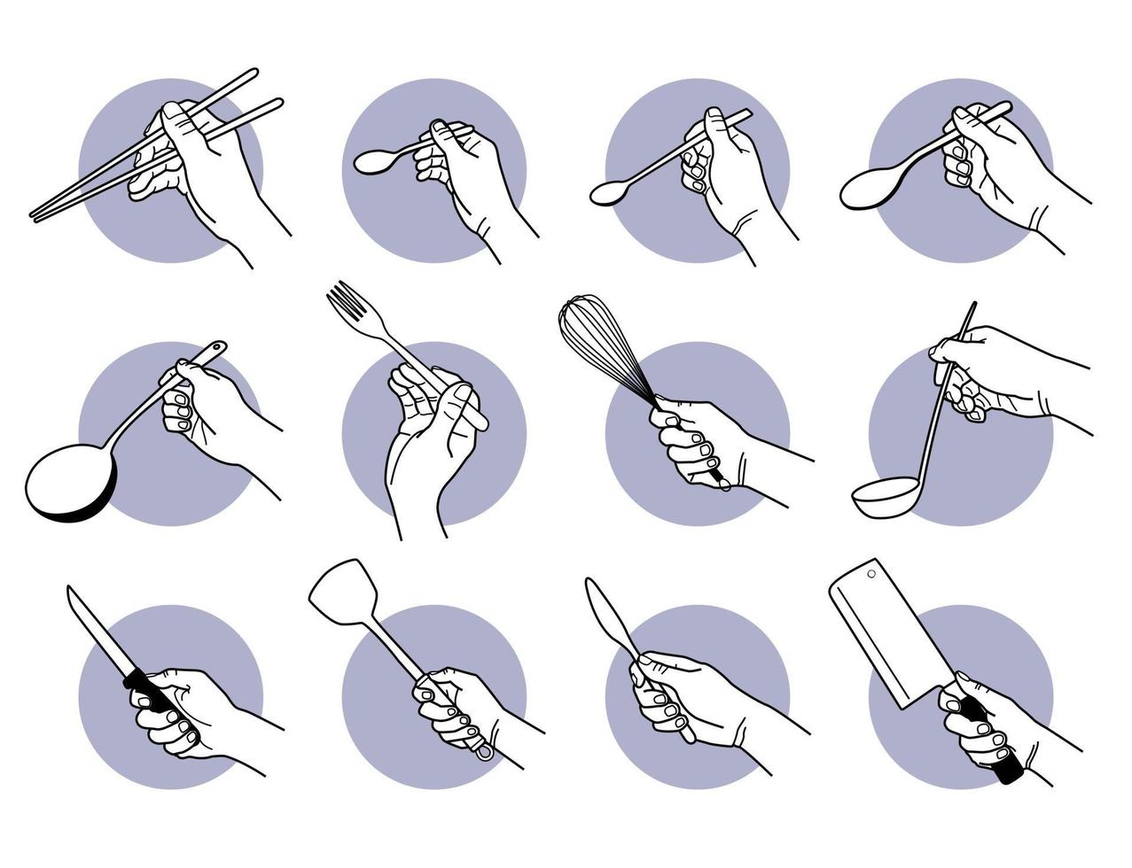 main tenant des ustensiles de cuisine et des ustensiles de cuisine vecteur