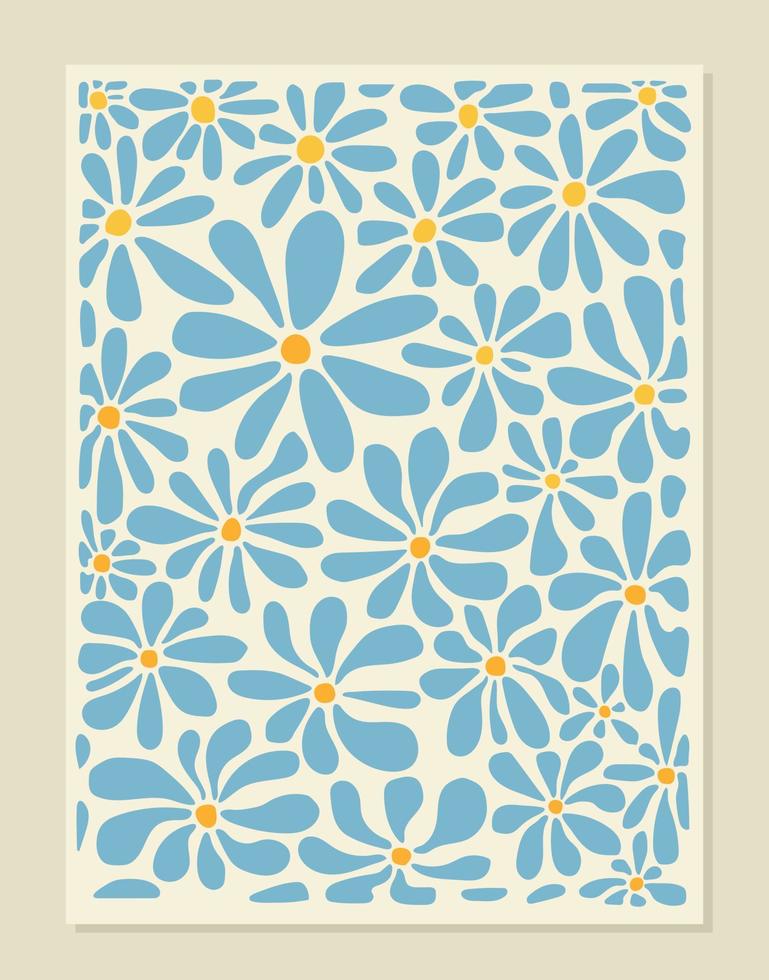 abstrait affiche avec Marguerite fleurs. branché botanique mur art avec floral conception. rétro sensationnel modèle. moderne naïve sensationnel peinture. fleurs sont encadré. vecteur illustration