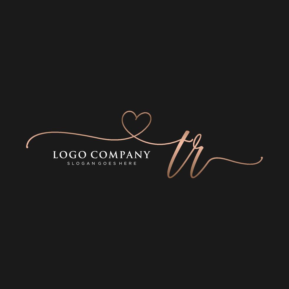 initiale tr féminin logo collections modèle. écriture logo de initiale signature, mariage, mode, bijoux, boutique, floral et botanique avec Créatif modèle pour tout entreprise ou entreprise. vecteur