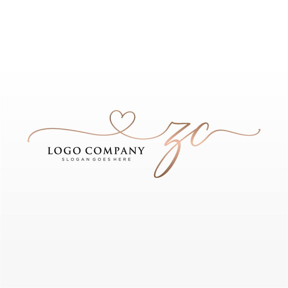 initiale zc féminin logo collections modèle. écriture logo de initiale signature, mariage, mode, bijoux, boutique, floral et botanique avec Créatif modèle pour tout entreprise ou entreprise. vecteur