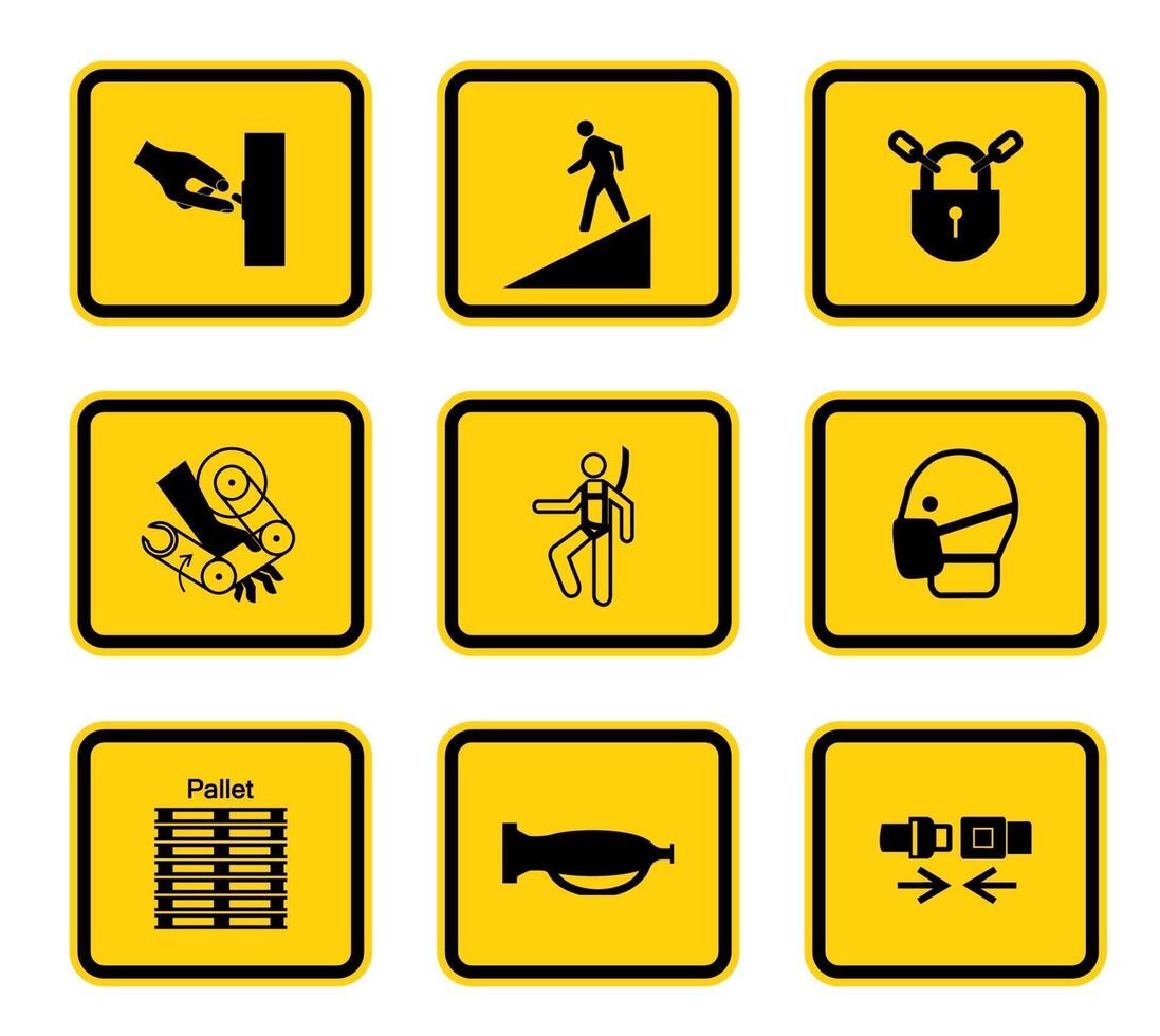 Avertissement symboles de danger étiquettes signe isolé sur fond blanc, illustration vectorielle vecteur