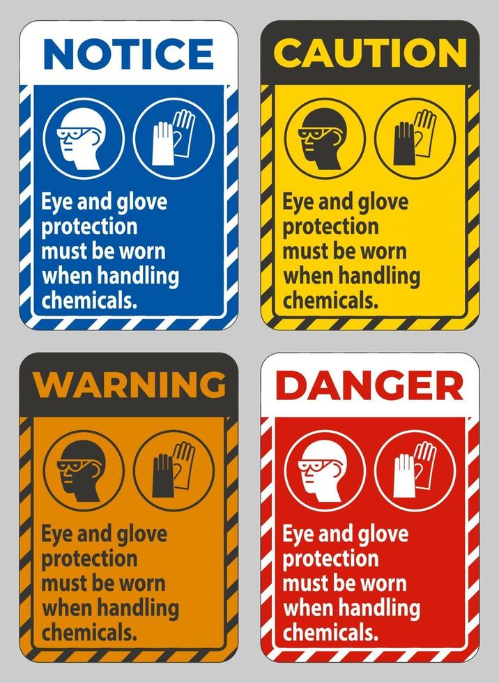 des lunettes de protection et des gants doivent être portés lors de la manipulation de produits chimiques vecteur