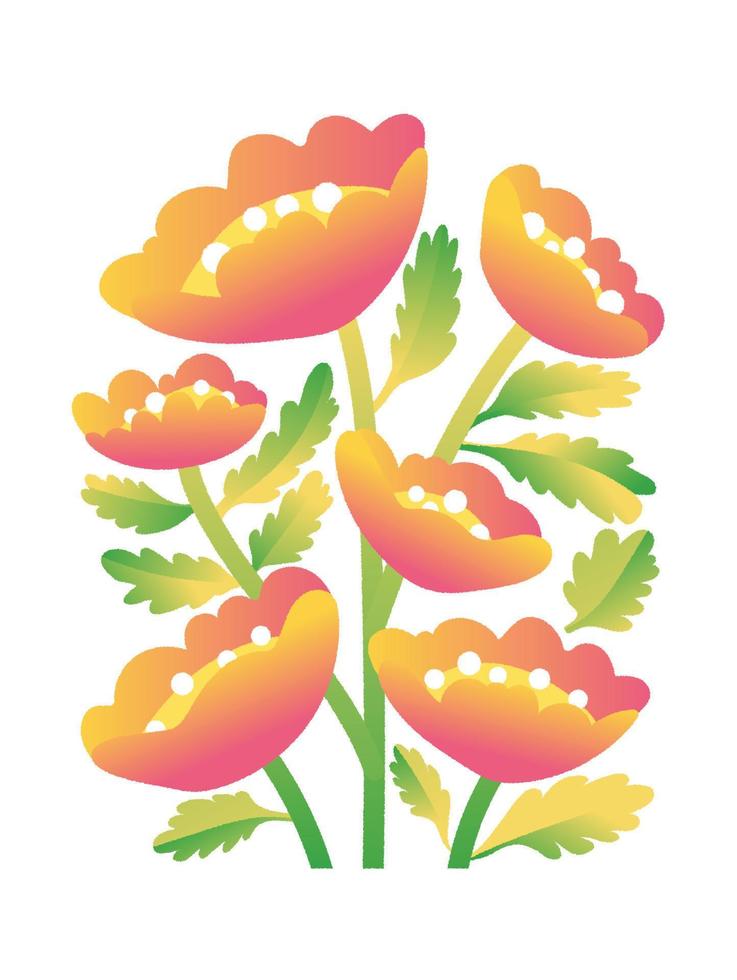 printemps abstrait fleur Contexte vecteur. contemporain art conception avec floral, feuilles, plante dans pente texture. botanique la nature illustré parfait pour mur art, affiche, fond d'écran, couverture, bannière. vecteur
